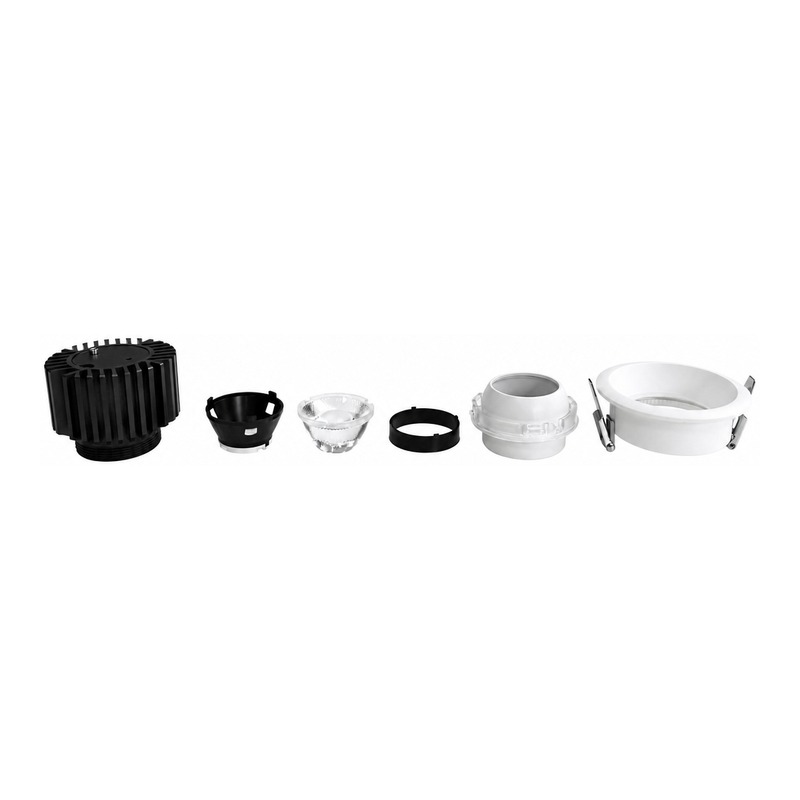 4inch Aluminum LED Downlight Housing Kit Model 6211, square 50w, Angle 1 View