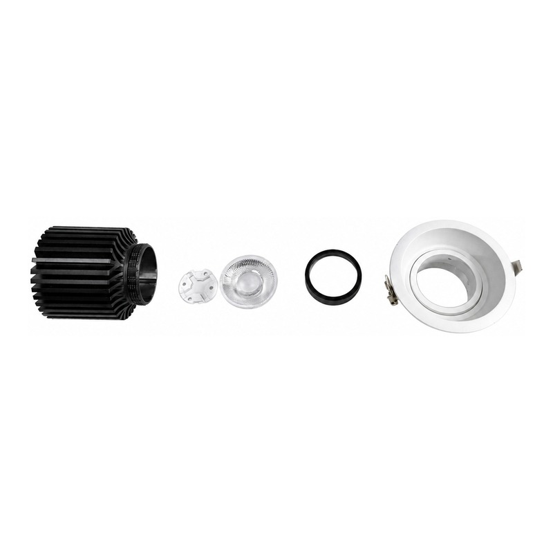 5inch Aluminum LED Downlight Housing Kit Model 6213, round 50w, Angle 1 View